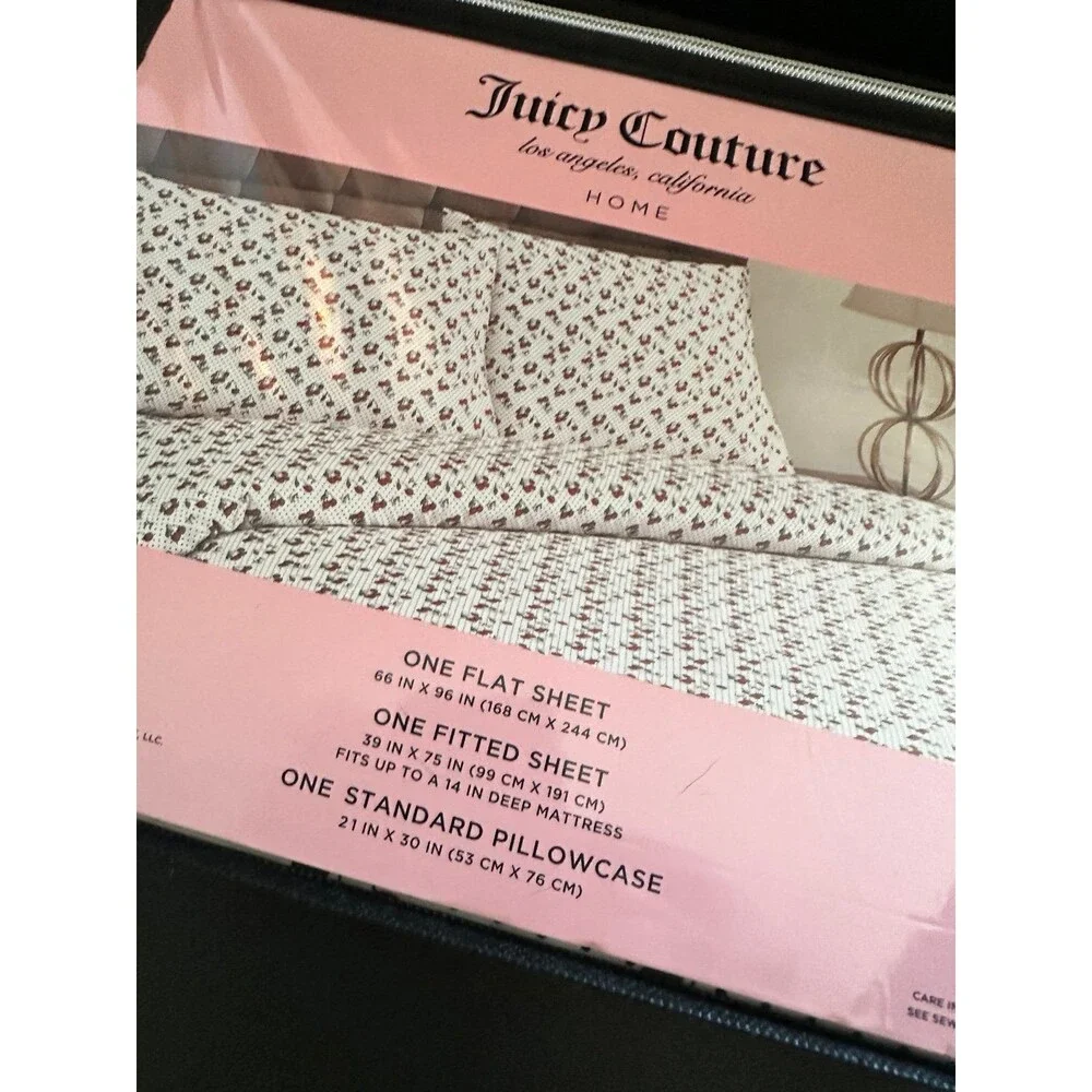 Juicy Couture  Cherries Polka Dots Twin Sheet Set New